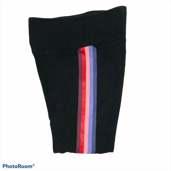 PINK Victoria's Secret Pants - VS Pink Yoga Black and Rainbow Side Stripe Pants L